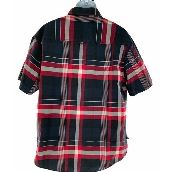 Miskeen Originals Shirt Men's XL Button Up Pockets Multicolor Plaid Short Sleeve - Picture 2 of 10